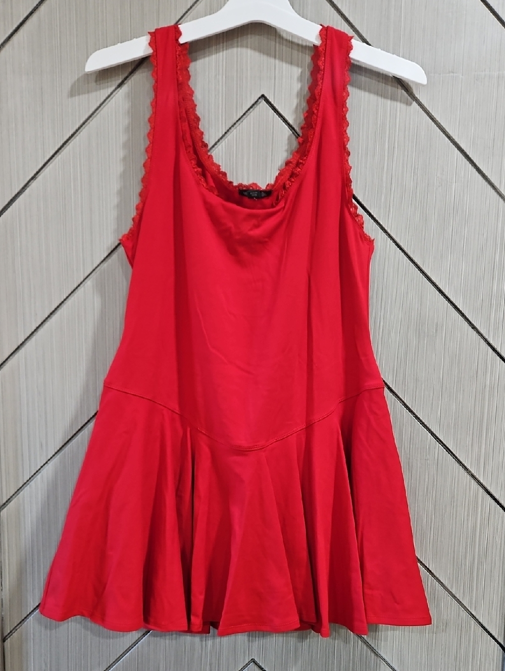 wild fable Red Sleeveless Scalloped-Edge Dress